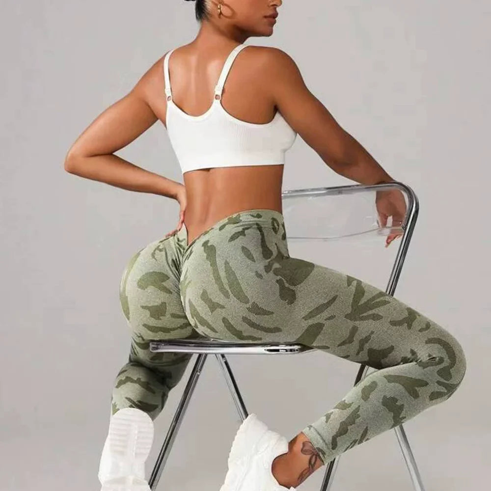 V-Back Camo Leggings - Sculpting & Shaping Effect
