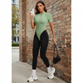 Tight Peach Hip Yoga Jumpsuit Color Block Backless Removable Padding One-Piece Running Workout Clothes Gym Leggings Sportswear
