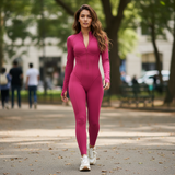 Yoga Bodysuit Long Sleeved Women's Tracksuits Gym Zipper Jumpsuits Sports Workout High-intensity Fitness One-piece Tights Suit