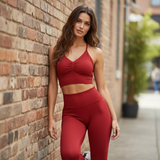 2 Piece Seamless Yoga Set Women Fitness Clothing Scrunch Bum Gym Leggings Padded Halter Tank Top Workout Outfits Sportswear