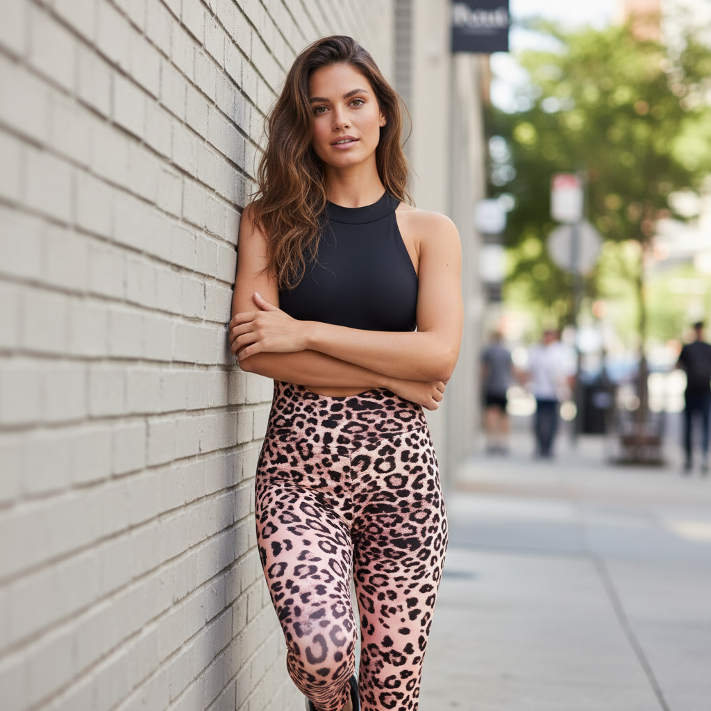 Sport Bra Scrunch Pant Leopard One Piece Jumpsuits - Women's Active Wear Suits for Gym Fitness Workout Legging.